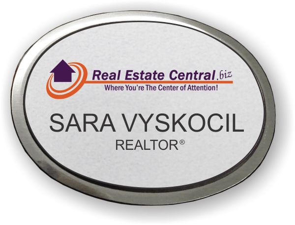 Real Estate Central Silver Executive Oval Badge - $12.05 | NiceBadge™